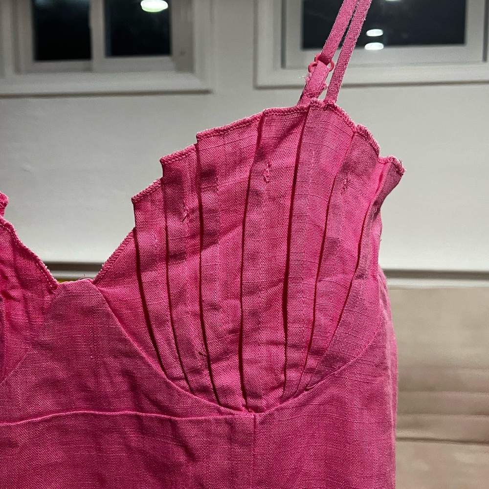 pink pleated cup dress